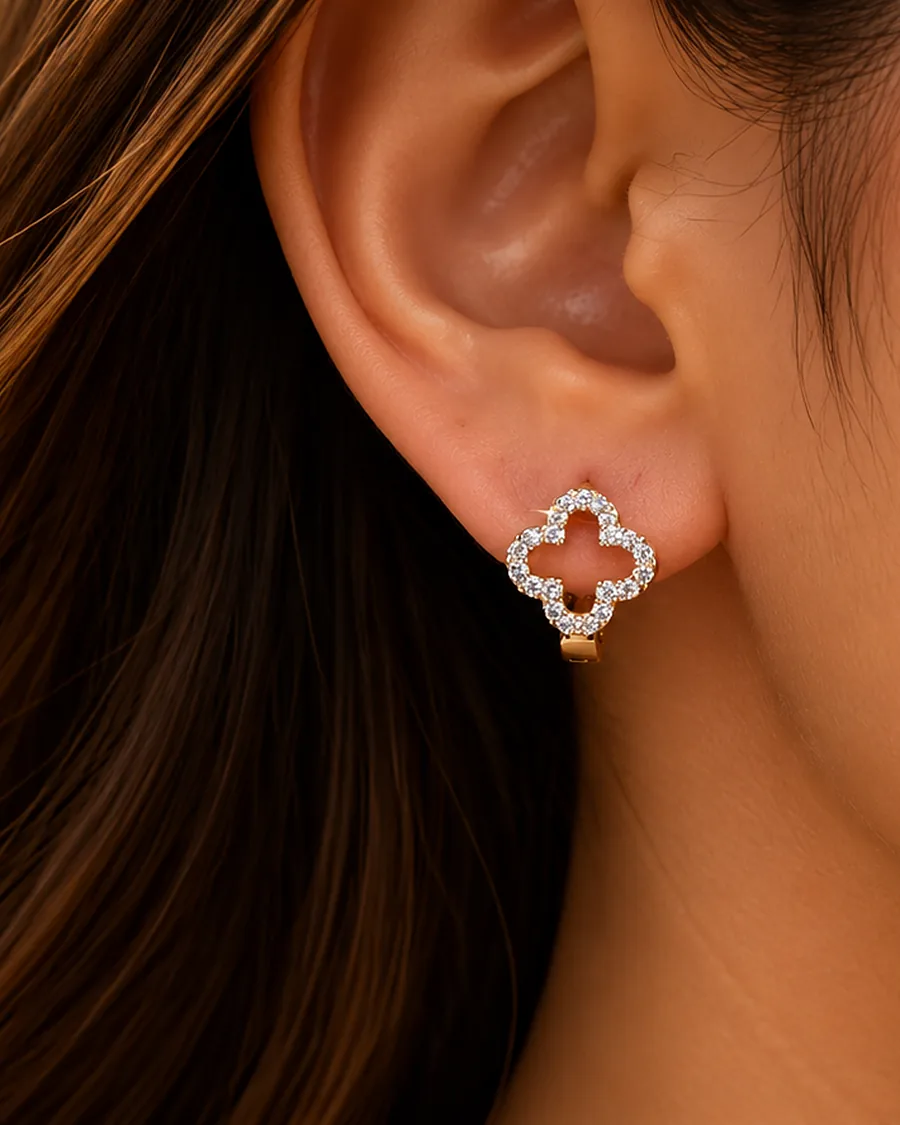Clover Hoops worn, photographed close in natural light